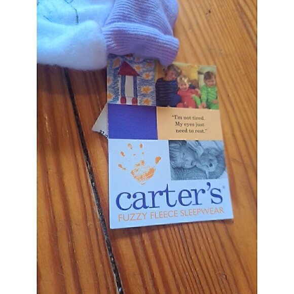 Vtg Carters Sleeper Pajama 2t Purple Cream Teddy Bear - Picture 3 of 3